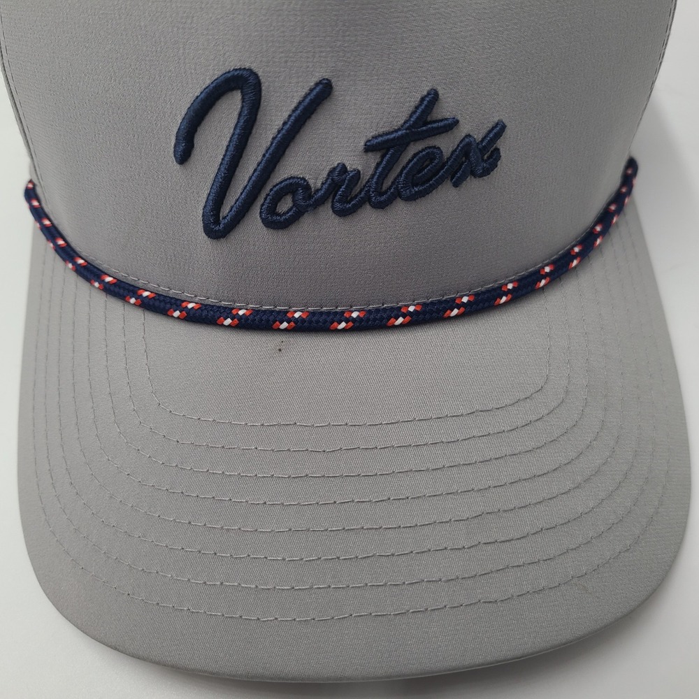Vortex Golf Hat Snapback Gray Blue Red Rope Laser Cut Mesh Performance Script - Picture 3 of 14
